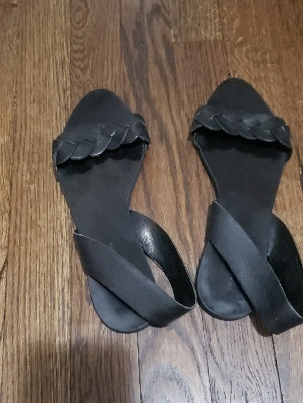 Zara Black Braided Slingback Sandals - Picture 3 of 4